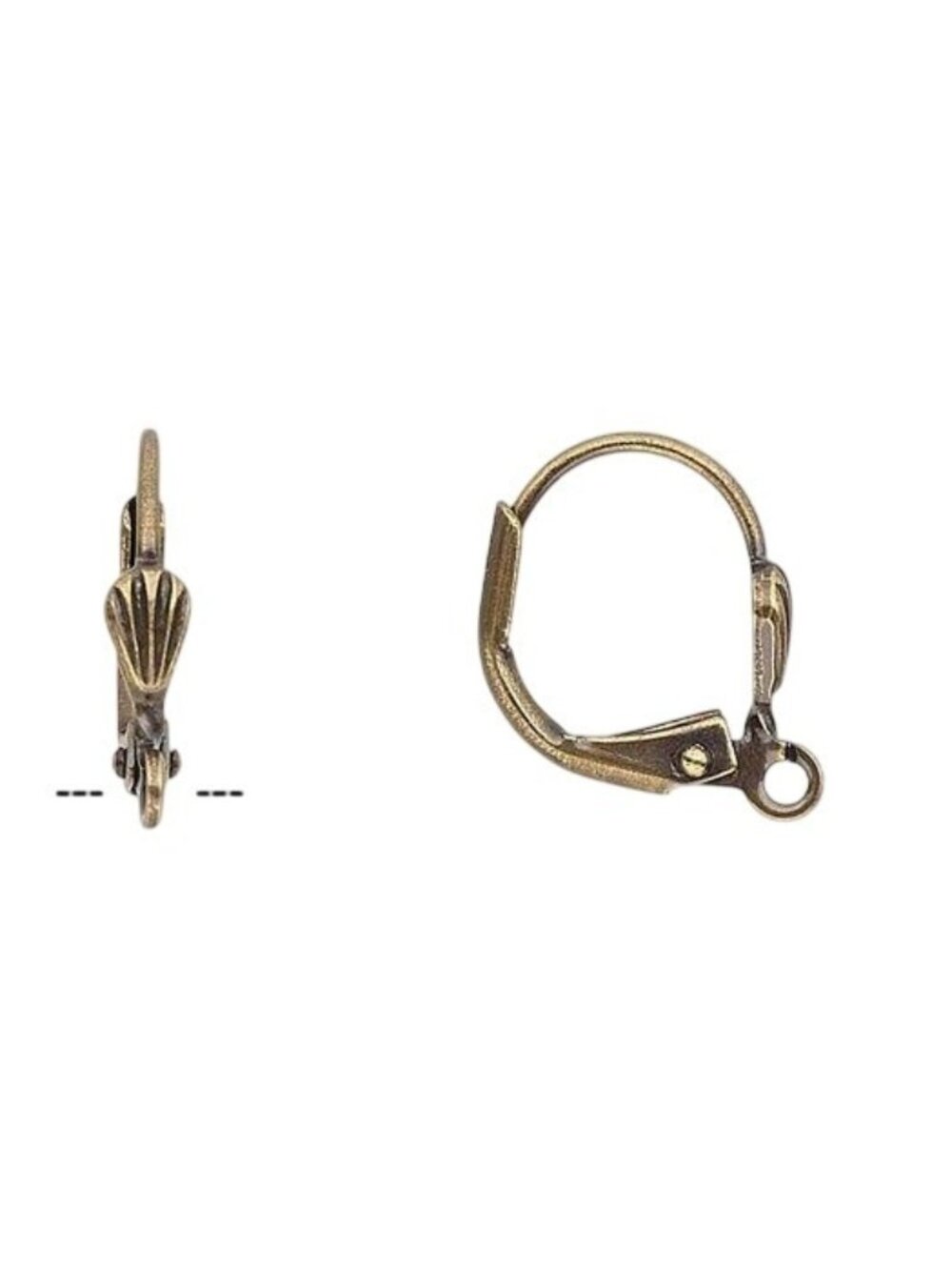 Antiqued Brass Steampunk Round Leverback Shell Ear Hooks Earring Findings 10 pcs